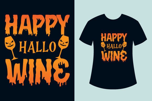 Happy Hallo Wine T-Shirt Design for Local Branding