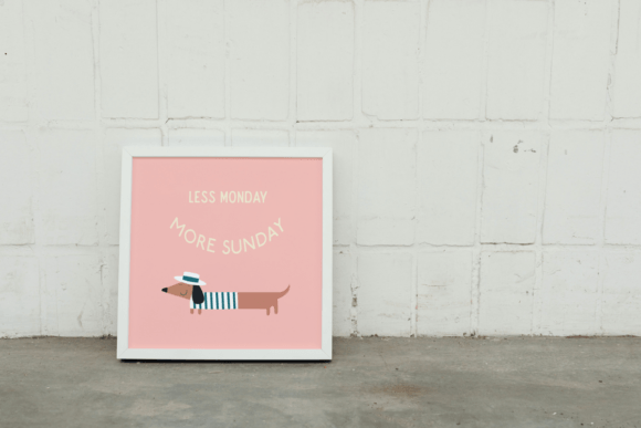 Less Monday More Sunday Illustration: A Playful Graphic for Print Templates